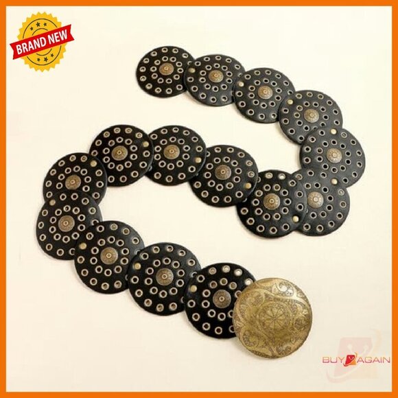 Vintage Western Wide Disc Belt PU Leather Chunky Waist Belt Women main image 8